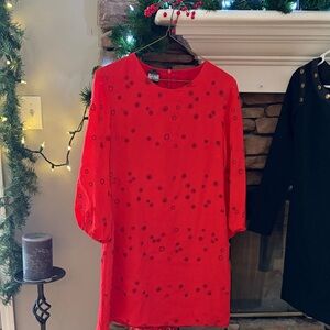 Red Dress with Black Polka Dots
